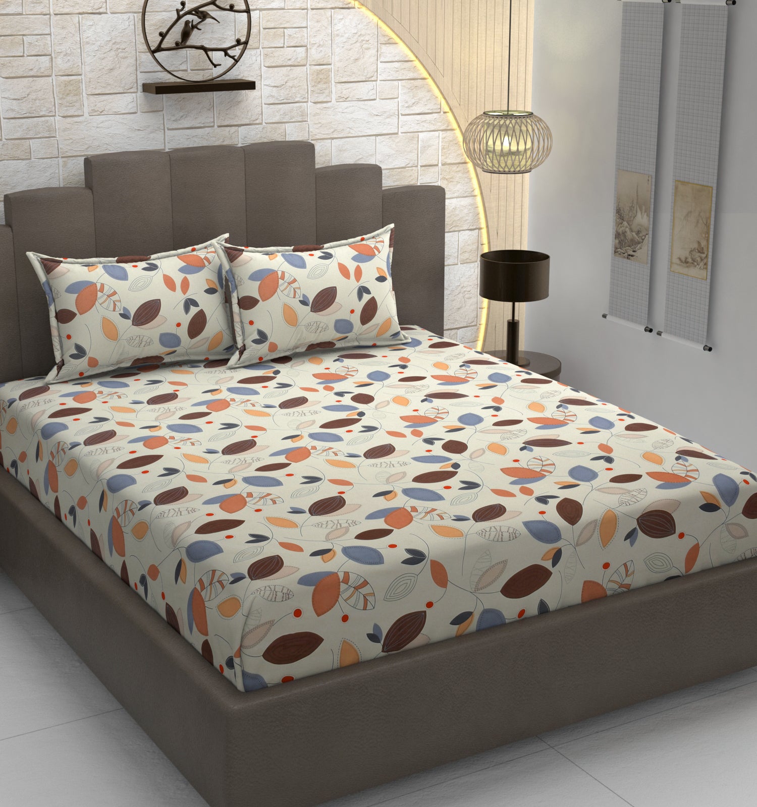 Nature’s Whisper, Breathable and Ultra-soft, Double Bed Bedsheet with 2 Pillow Cover