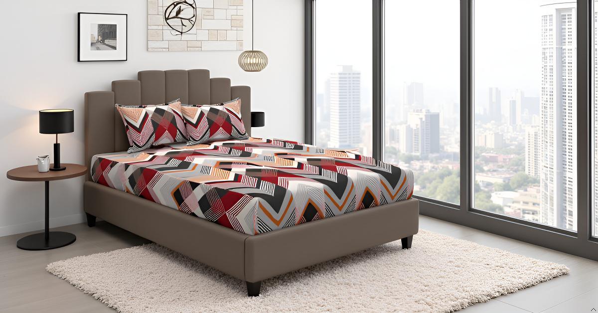 Modern Chevron Stripes, Breathable and Ultra-soft, Double Bed Bedsheet with 2 Pillow Cover